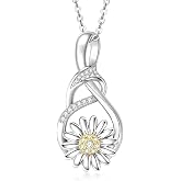 WOAINI Silver Daisy Pendant Necklaces for Women Moissanite Daisys Jewelry | Daisies Necklaces Mothers Day Anniversary Birthday Gifts for Mom Wife Her