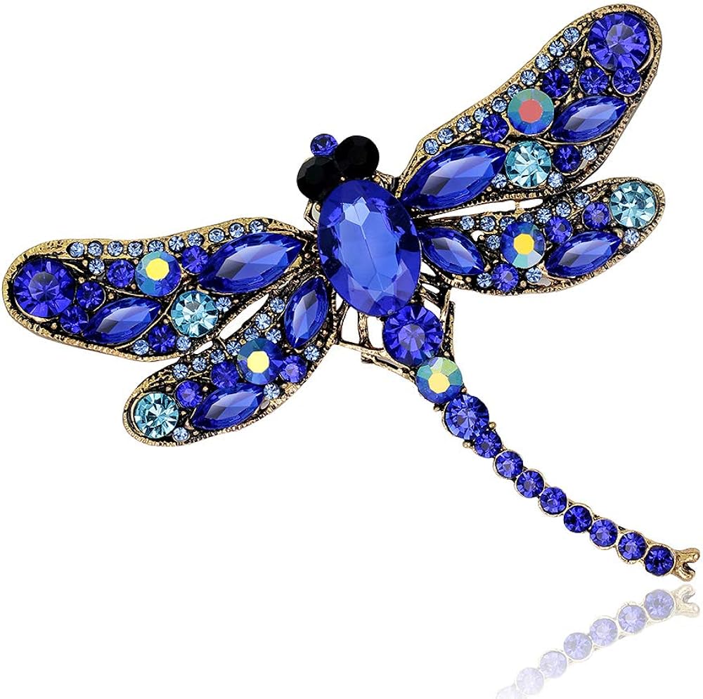 Spilla A Libellula Con Cristalli Sintetici - Elegante Accessorio Donna, Regalo Per Compleanno E Matrimonio, 9x7,5 Cm - 2