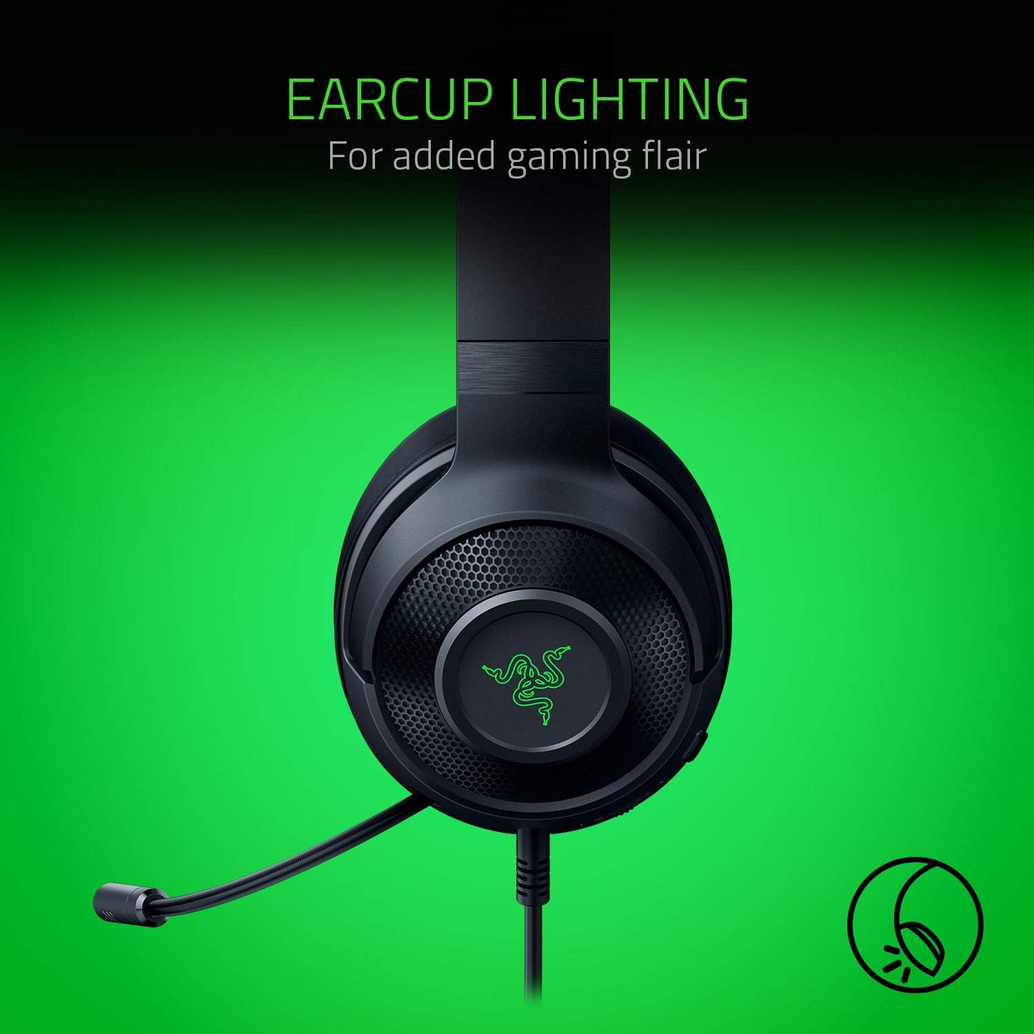 Razer Kraken X USB Ultralight Gaming Headset: 7.1 Surround Sound - Lightweight Frame - Green Logo Lighting - Integrated Audio Controls - Bendable Cardioid Microphone - For PC - Classic Black: Computers & Accessories