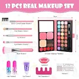 Aomig 12Pcs Kids Makeup Set Pink Palette Non-Toxic Washable Gift view 2