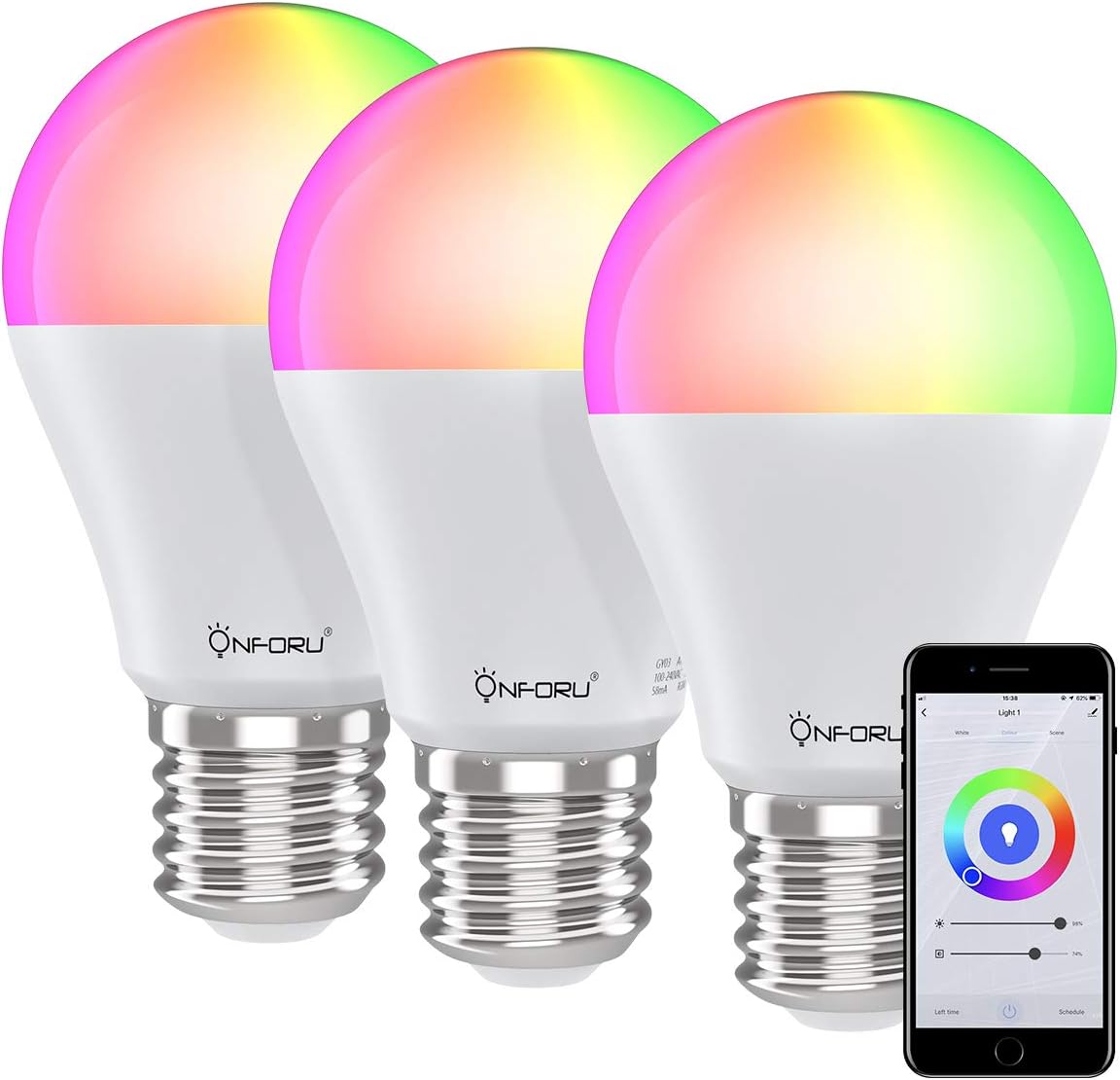 Onforu Lot de 3 Ampoule Connectee E27, Smart Alexa Ampoule, RGBW LED