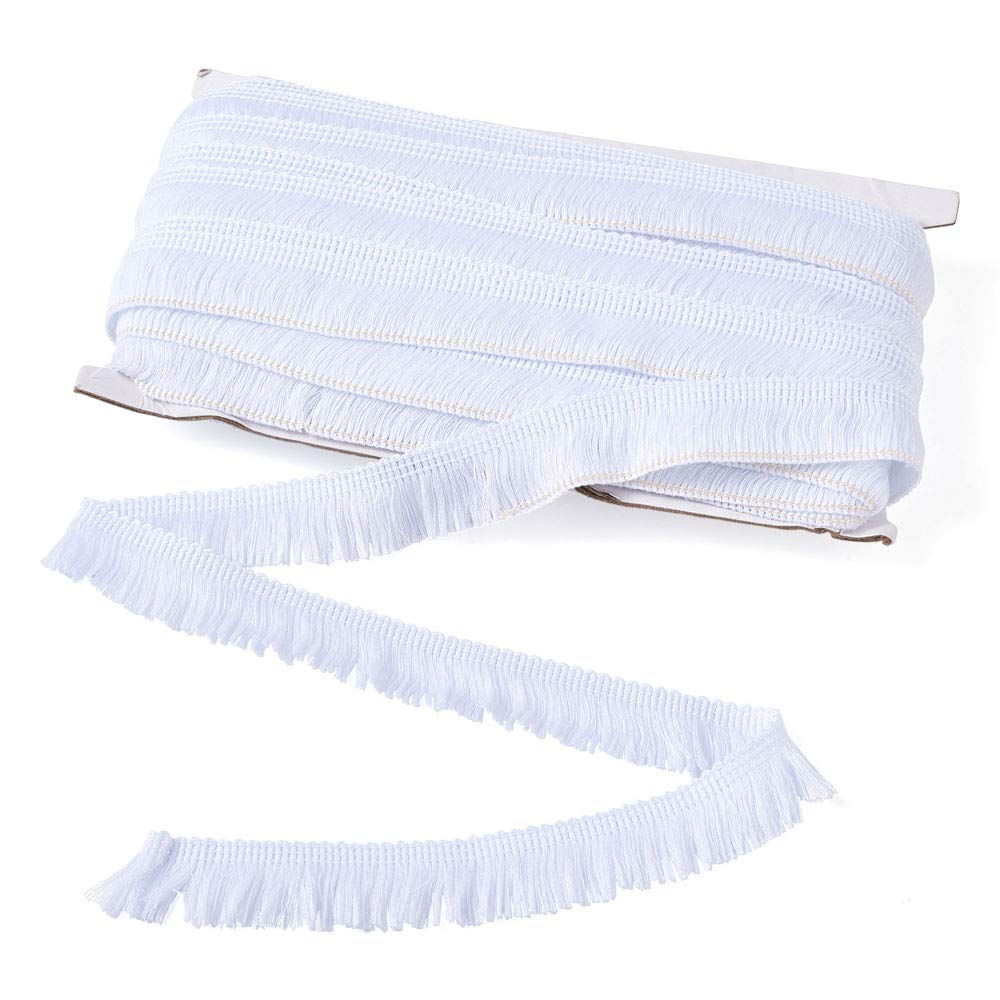 Cheriswelry White Fringe Tassel Trim Polyester Lace Ribbon Sewing Curtail Pillow Trim for Clothing Home Decoration Crafts, 22 Yards