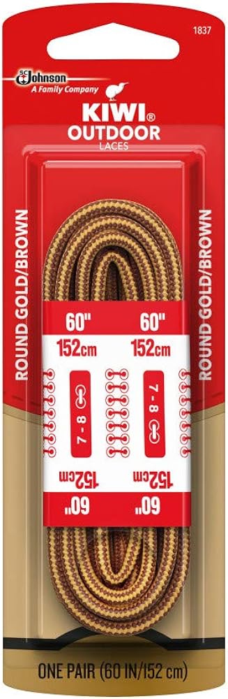 KIWI Outdoor Round Shoe Laces | For Shoes, Boots and Other Footwear | Gold/Brown | 60 Inches | 1 Pair: Health & Personal Care