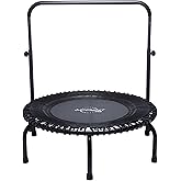 JumpSport 350 PRO Indoor Heavy Duty Lightweight 39-Inch Fitness Rebounder Adults Trampoline with Sporty Steel Handle Bar Acce