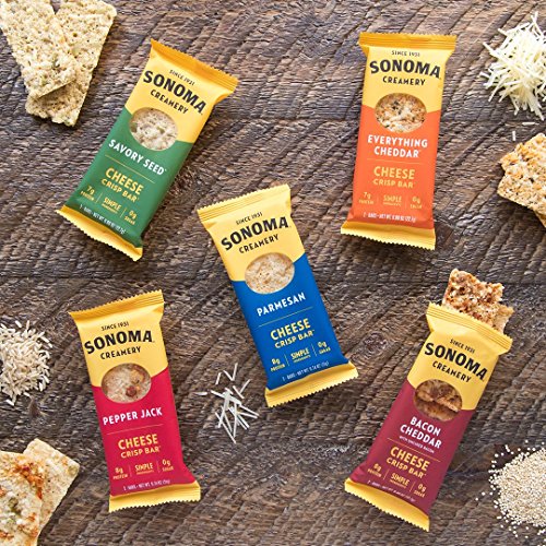 Sonoma Creamery Cheese Crisp Bars - Savory Seed 8 Two-Bar Packs (Savory Snack Bars with 0g Sugar & 8g Protein Low Carb Gluten Free)