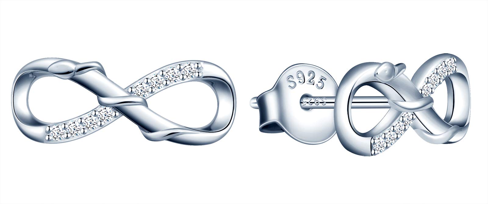 INFINIONLY Women's earrings studs, 925 sterling silver jewellery sets, Snake winding infinity symbol inlaid zircon, animal jewelry-sets