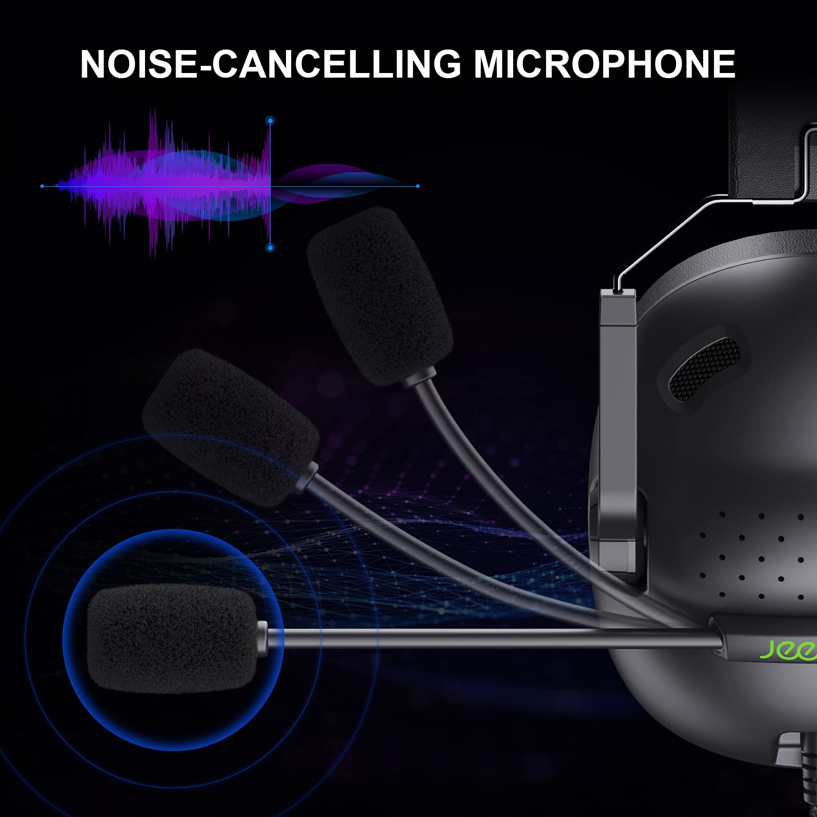 Jeecoo J50 Stereo Gaming Headset with Clear Microphone, Folding Gaming Headphones Lightweight Portable Compatible for PS4 PS5 Xbox One PC & Laptop Computer