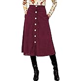 CUPSHE Women's Button Front Midi Skirts A-line High Waist Long Skirt Western Casual Vacation
