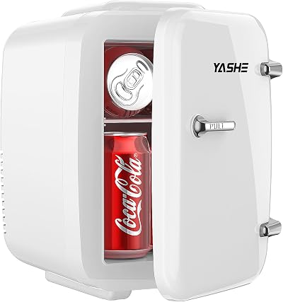 YASHE Mini Fridge 4L Portable Cooler Warmer AC DC Quiet Desk Skincare White
