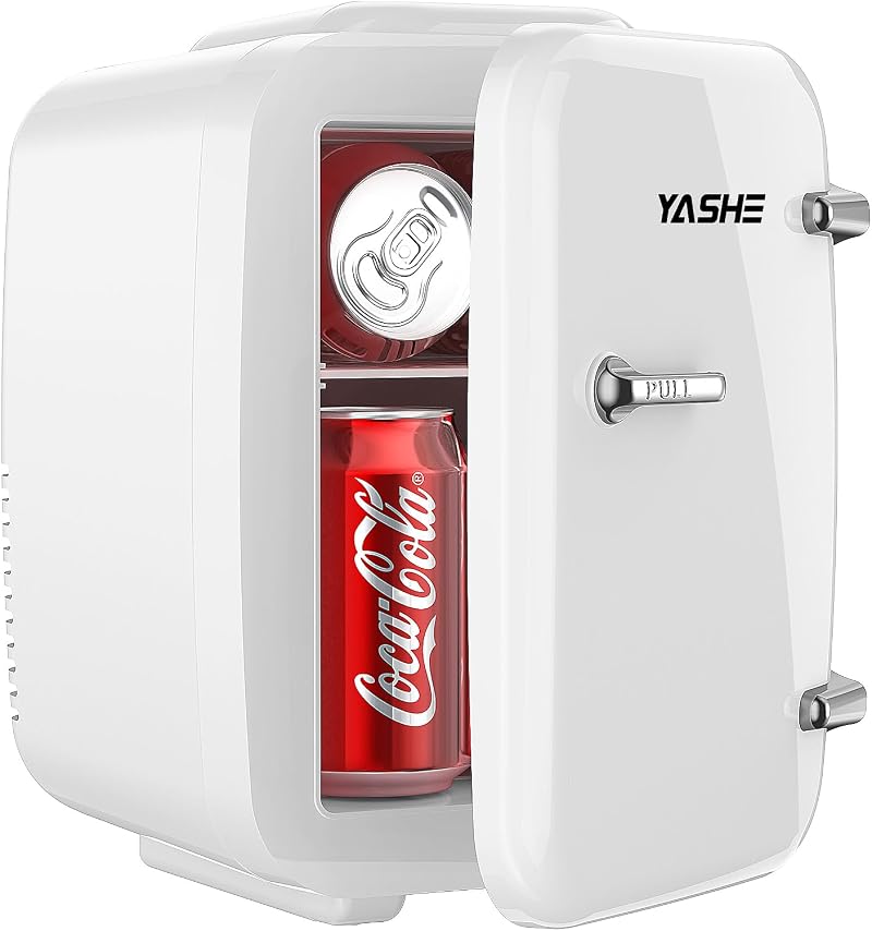 YASHE Mini Fridge 4L Portable Cooler Warmer AC DC Quiet Desk Skincare White