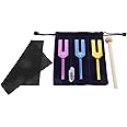 ETERMETA Angel Tuning Forks Set - 4096 Hz, 4160 Hz, 4225 Hz for Musical Instrument, with Silicone hammer and Soft Storage Bag, Colored