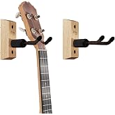 String Swing Ukulele Wall Mount Stand for Mandolin Uke Concert Pineapple Soprano Tenor and Baritone Compatible Case Alternative Kit for Home or Studio &ndash; Oak Hardwood (2 Pack)