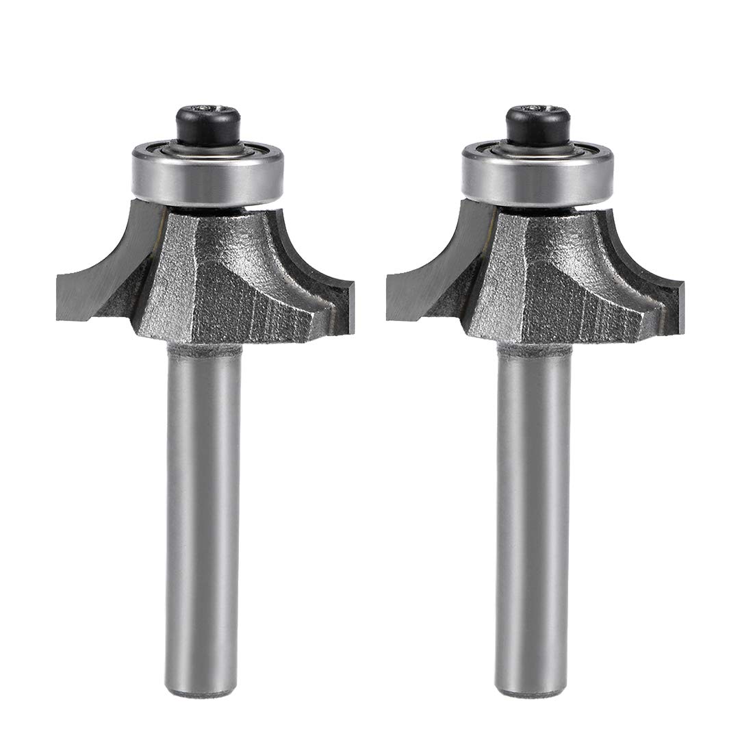 sourcing map Router Bit 1/4 Inch Shank 1/2 Inch Cut Dia Round Over Corner 2Flutes Tungsten Steel for Woodworking Milling Cutter Tool 2pcs