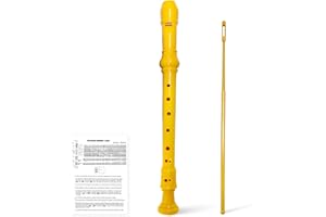 YONTY 8-Hole Soprano Descant Recorder Baroque Style Kids Music Flute with Cleaning Rod & Case Bag for School Student Home Entertainment - Yellow