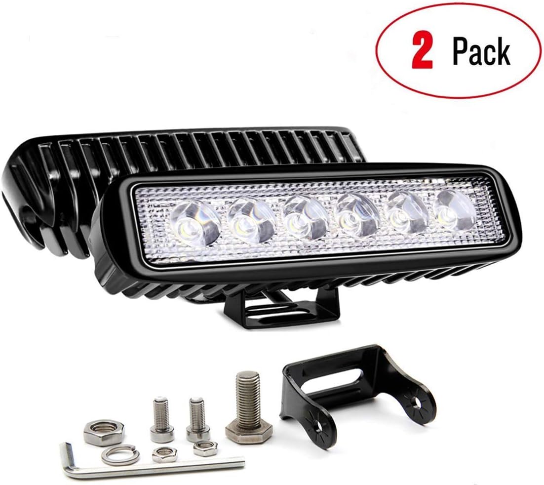 xatos Led Light Bar 2PCS 18W 6Inch Single Row Work Light, Boat Car Lamp Flood LED Lightbar Off Road Fog Lights, Auxbeam Driving Lights for SUV Jeep Cars Trucks