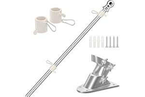 OLLIDOT Flag Pole Kit -Premium 6ft Stainless Steel Flag Pole Kit with Tangle-Free Rotating Mount – Durable 1" Wall-Mounted American Flagpole for Home & Commercial Use, Includes Clips & Holder (Silver)