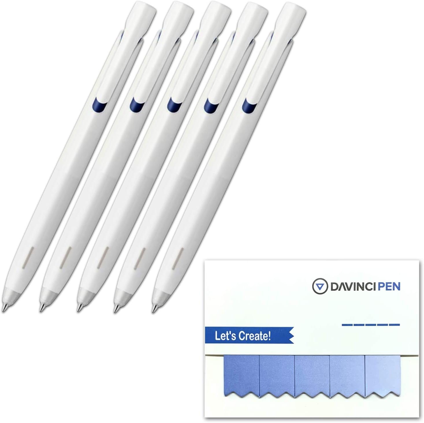 ZEBRA PENS BLEN Emulsion ballpoint pen White body 0.5mm (blue ink) pack of 5 with DAVINCIPEN Sticky Note