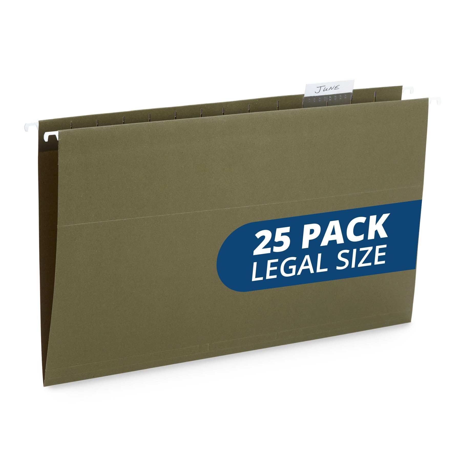 Photo 1 of 25 Blue Summit Supplies Legal Size Hanging File Folders – Standard Green Hanging File Folders Legal Size, Durable 12pt Paper with Plastic Tab and Paper Inserts Included