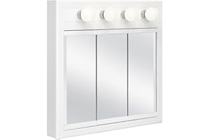 Design House 532382-WHT Concord Medicine 4-light Durable White Frame Bathroom Wall Cabinet w/Mirrored Doors, 30-Inch