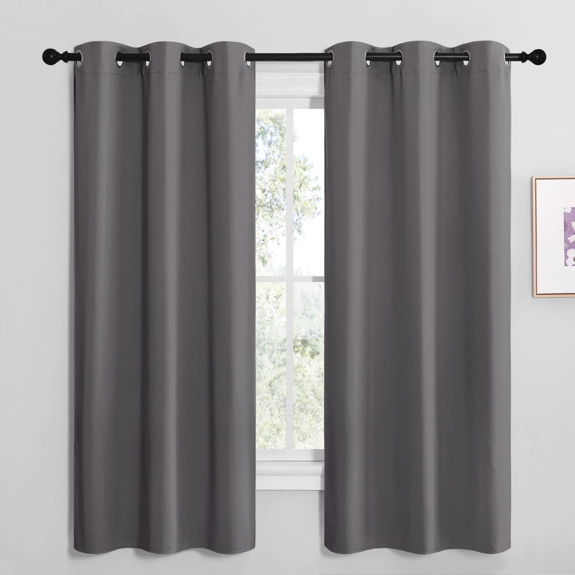 Photo 1 of NICETOWN Grey Blackout Curtain Panels for Bedroom, Thermal Insulated Grommet Top Blackout Draperies and Drapes for Basement (2 Panels, W42 x L68-inch, Grey)
