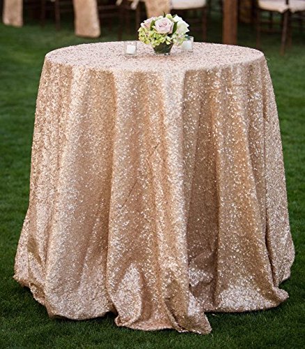 Shiny beauty best selling 90in round champagne sequin tablecloth,…