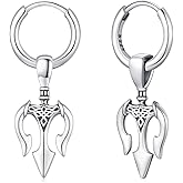 Hagkew Sword Drop Earrings 925 Sterling Silver Trident earring Celtic Viking Earrings Hypoallergenic Punk Gothic Jewelry Halloween Gifts for Women Men