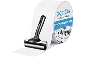 Gociean RV Roof Tape White with Rubber Roller, Upgraded 4 Inch X 50 Feet RV Roof Sealant Tape for Camper Roof Sealant, Boat, Truck, Trailer Roof Leaks, UV Resistant & Weatherproof
