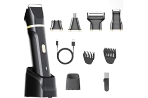 HOHOLE 5-in-1 Electric Bikini Trimmer for Women, Painless Razor with Replaceable Heads for Face, Legs, Underarms, Nose & Bikini Area, IPX7 Waterproof, USB Rechargeable (B1)