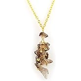 TGH Natural Gemstone Chips Y Necklace - Gold Plated Healing Crystal Pendant - 16+2 Inch Brass Chain - Spiritual Jewelry for Women