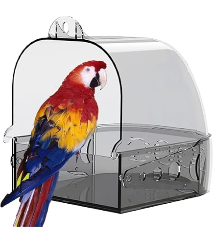 Electric Large Bird Bath With USB Pump - Waterfall Shower For Parrots & Pet Birds (Green)