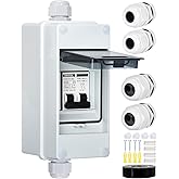 DIHOOL Solar Panel Disconnect Switch with IP65 Din Box, 30 Amp Dual Pole 12V-400V, Non Polarized AC DC Miniature Circuit Breaker, PV Array Shut Off Isolator