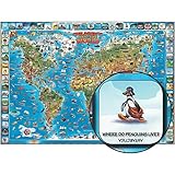 Children's Map of the World Educational Poster Laminated Poster 54 x 38in