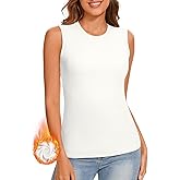 WOWENY Women High Neck Sleeveless Thermal Tank Top for Cold Weather Fleece Lined Underwear Top Warm Camisole Base Layer