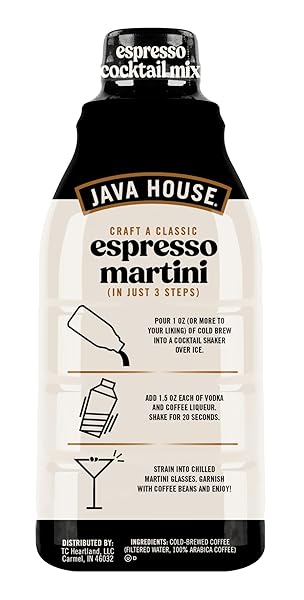 JAVA HOUSE COLD BREW ESPRESSO COCKTAIL MIX – PREMIUM 100% ARABICA COLD BREW CONCENTRATE – SMOOTH COFFEE WITH FRENCH VANILLA NOTES – 32OZ BOTTLE (MAKES 32 COCKTAILS)