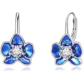 Orchid/Daisy Hoop Earrings Sterling Silver Flower Jewelry Gifts for Women