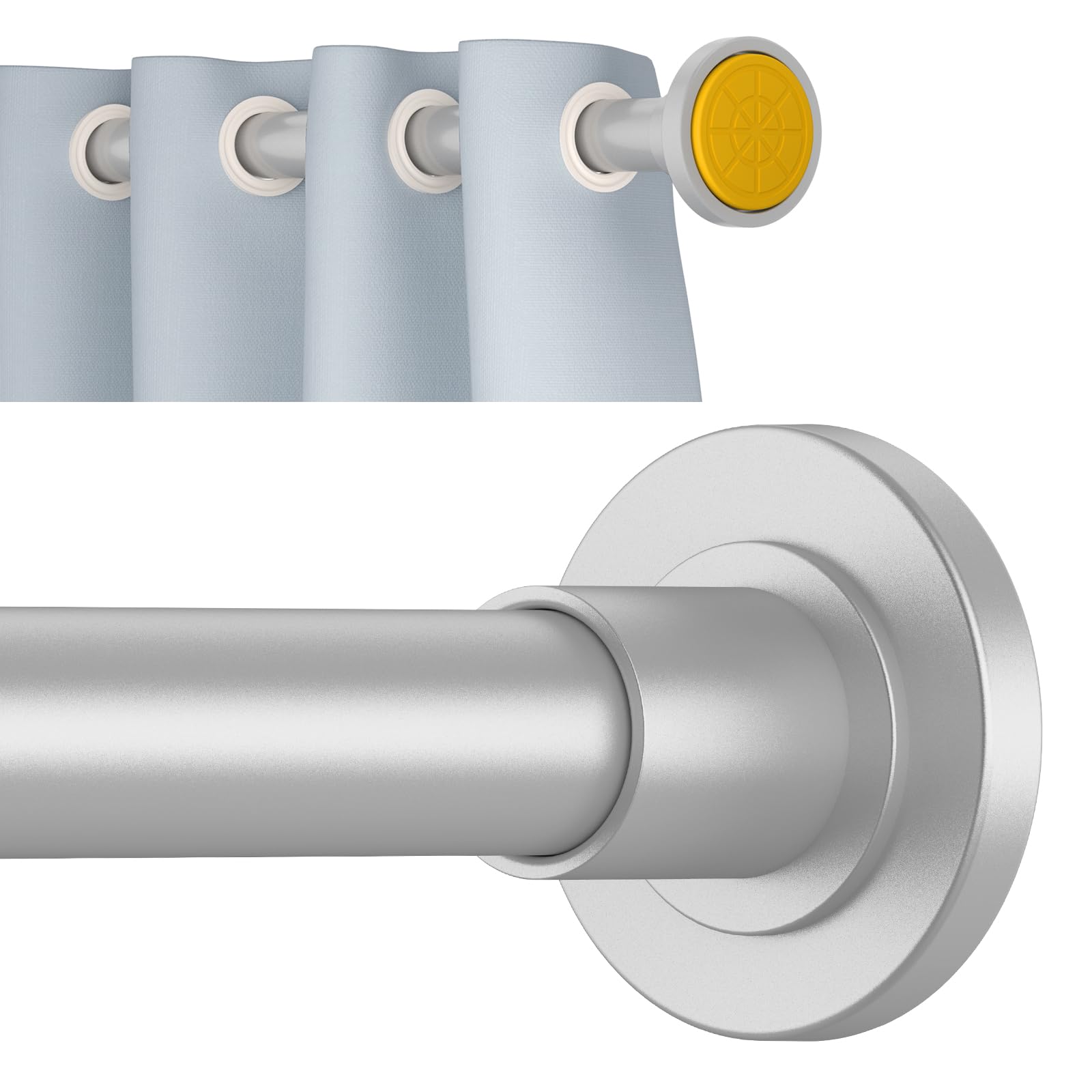 Ycinadou Silver Shower Curtain Rod Tension 30 to 80 Inch,1 Inch Diameter Adjustable Tension Curtain Rod No Drilling,Shower Rods for Bathroom,No Rust