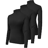 HOPLYNN 3 Pack Turtlenecks Women Long Sleeve Pullover Baselayer Undershirts Tops Turtle Neck Mock Shirts
