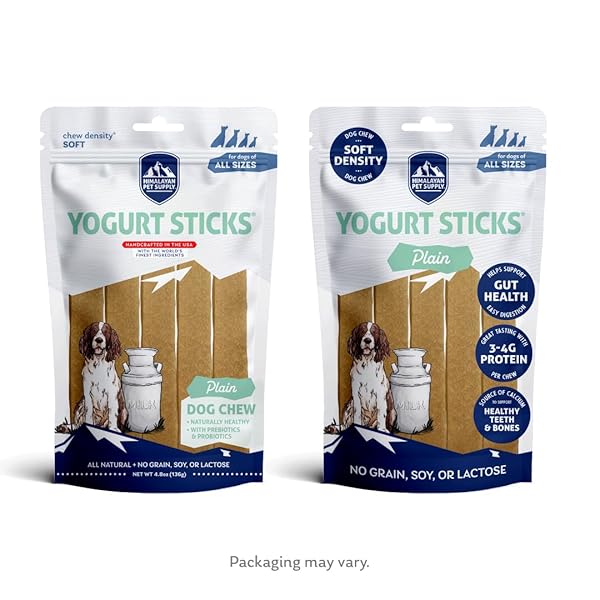 HIMALAYAN DOG CHEW YOGURT STICKS, PLAIN FLAVORED, DOG TREATS WITH PREBIOTICS, PROBIOTICS & PROTEIN, DIGESTIVE SUPPORT, LACTOSE & GLUTEN FREE, NATURAL DOG TREAT FOR ALL BREEDS, MADE IN AMERICA, 5 COUNT