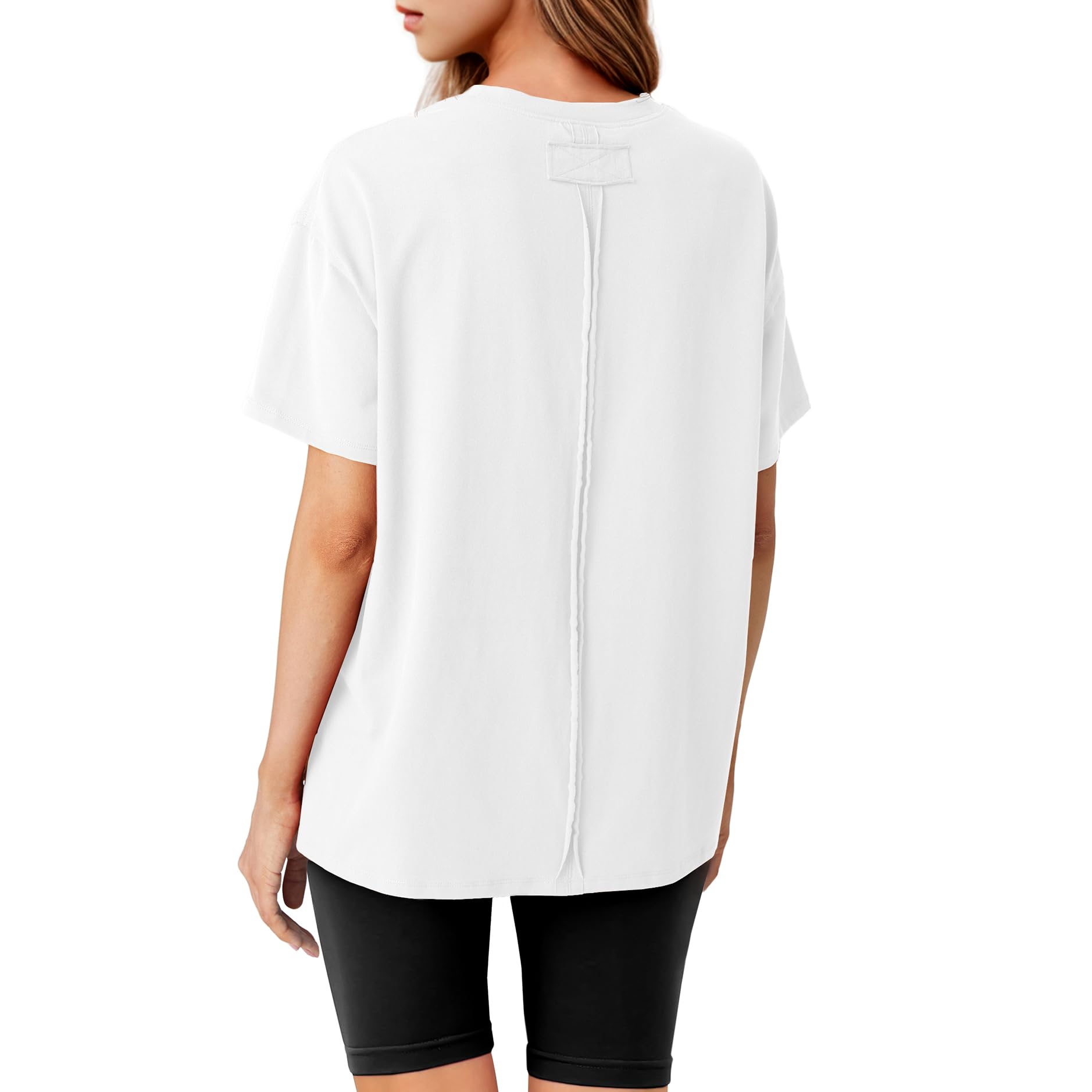 Photo 1 of **A LITTLE DIRTY ** Womens Oversized T Shirts Loose Fit Crewneck Short Sleeve Tops Summer Casual Blouse Y2K 2024 Basic Tee White M