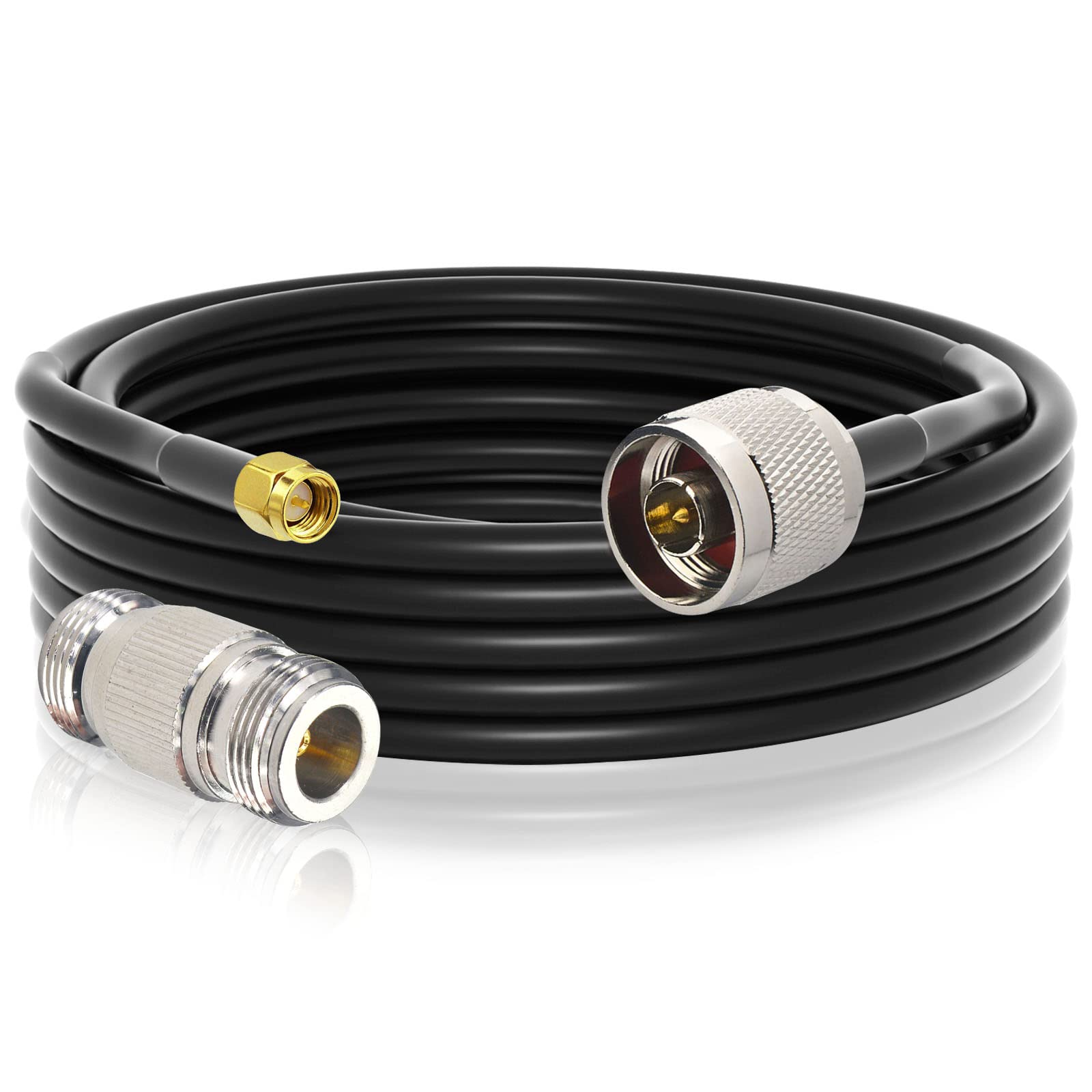 YILIANDUO LoRa Antenna Extension Cable N Male to SMA Male Coaxial Cable 5M + N Female Adapter for Wireless Router LoraWan Gateway Antenna RAK Nebra Bobcat HNT Helium Hotspot Miner