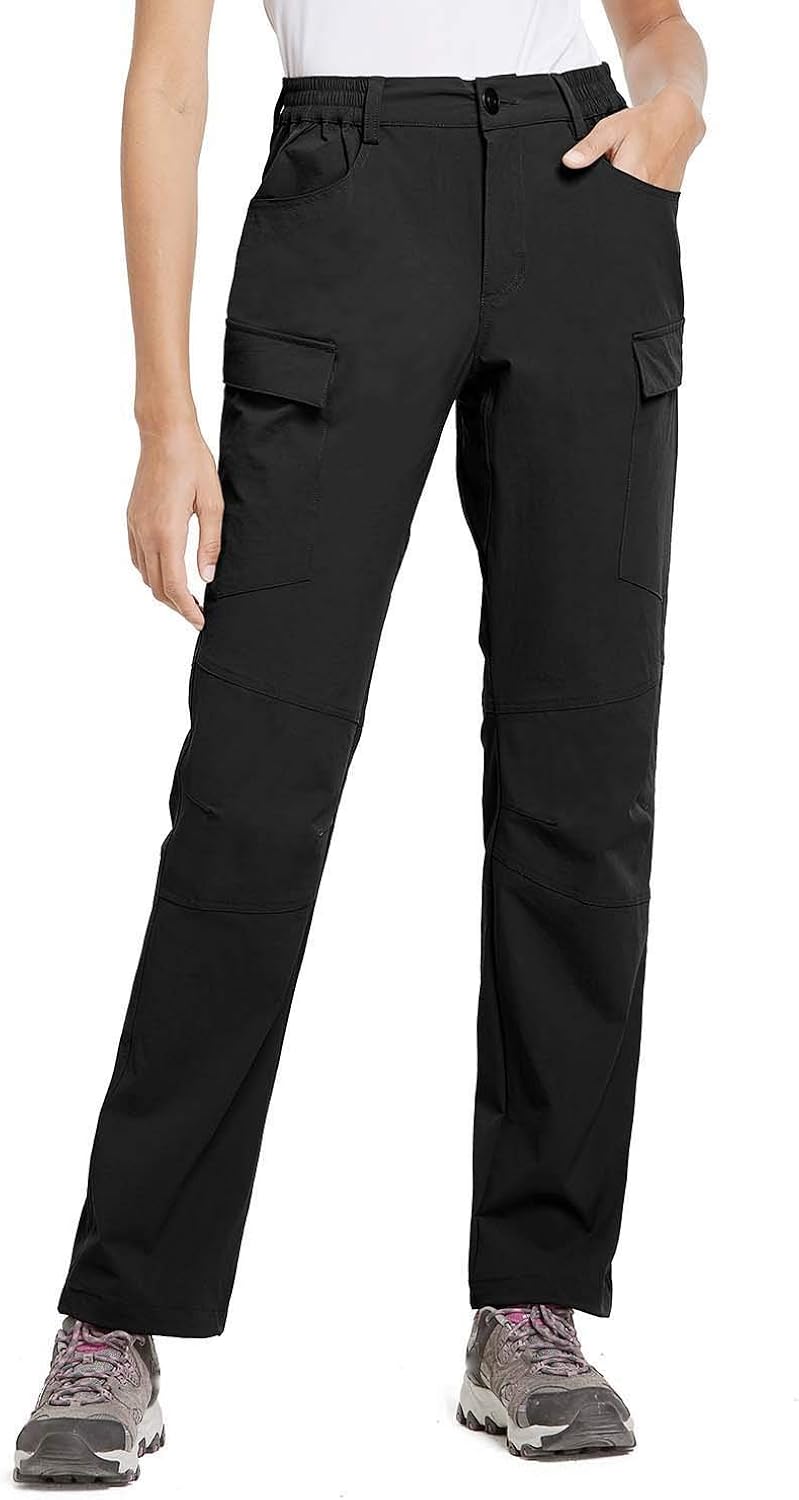 BALEAF Women's Hiking Cargo Pants Outdoor Lightweight Capris Water