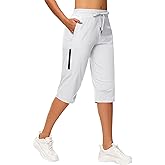Women's Long Shorts 15" Below The Knee Capri Hiking Shorts Quick Dry Lightweight Outdoor Casual Crop Pants Cargo White