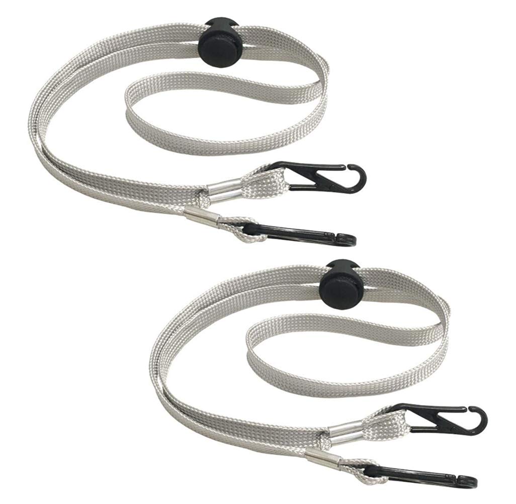 Upstore 2PCS Grey Durable Adjustable Nylon Windproof Rope Belt Hat Flexible Removable Chin Cord Strap Clips Holder Fastener for Golfing Fishing Boating Sailing and Other Outdoor Sports