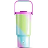 Meoky 32 oz Tumbler with Handle, Tumbler with Lid and Straw, Stainless Steel Travel Mug, 100% Leak Proof, Keeps Cold for 24 Hours, Fits in Car Cup Holder (Fairytale)