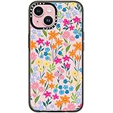 CASETiFY Compact iPhone 15 Case [4 ft. 2X Military Grade Drop Protection/Slim/Lightweight] - Bright Spring Flowers - Clear Black