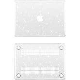KEROM Clear Glitter Case for MacBook Air 13 inch 2025-2022 M4 M3 M2 A3240 A3113 A2681, Clear Glitter MacBook Air 13.6 Case, Bling Sparkle Plastic Hard Shell & Keyboard Cover for Mac Air 13.6 inch