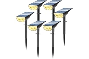 ZOOKKI Solar Spot Lights Outdoor, Solar Lights Outdoor Waterproof IP65, 3 Brightness Modes Dusk to Dawn Landscape Spotlights for Yard Garden Pathway Tree Decoration, Warm White, 6 Pack