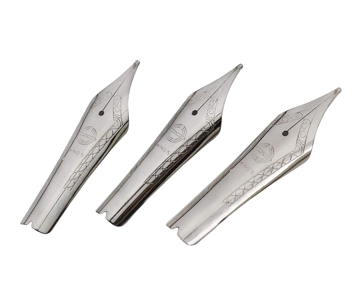 Lanxivi Set of 3 Yongsheng 699 Fountain Pen Spare Nibs, Medium Size, Silver Color