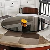 BEWEGNLNHK Glass Lazy Susan Turntable for Dining Table, Black Round Rotating Tray 24" 28" 30" 36" 40", Large Glass Turntable 