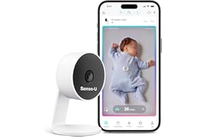 Sense-U AI Baby Camera Monitor with Sensor-Free Sleep Breathing Movement Detection, Smart Security Indoor Video Camera with Background Audio, Sound Detection, No Monthly Fee, for Peace of Mind